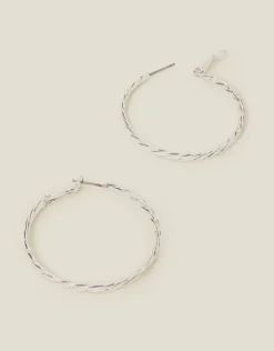 Accessorize Sterling Silver-Plated Twist Hoop Earrings