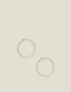 Accessorize Sterling Silver-Plated Twist Hoop Earrings