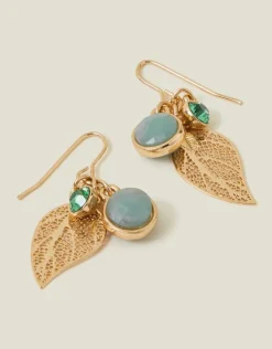 Accessorize Stone Charm Leaf Drop Earrings