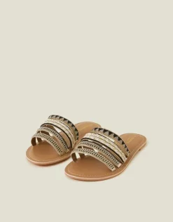 Accessorize Strappy Bead Sandals Black