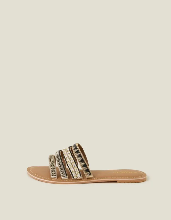 Accessorize Strappy Bead Sandals Black