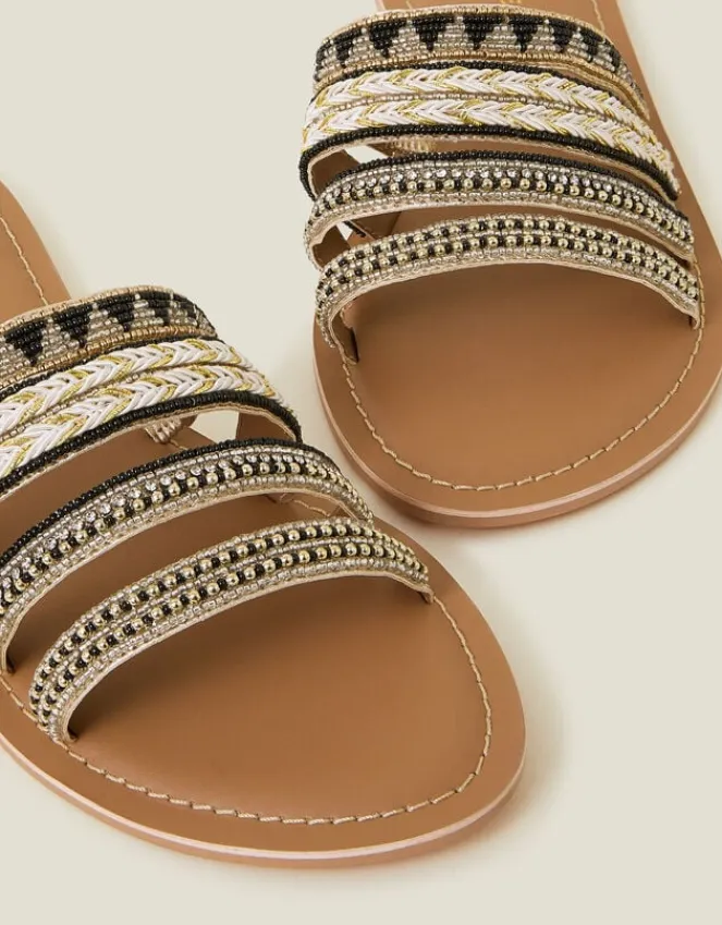 Accessorize Strappy Bead Sandals Black
