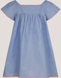 Accessorize Strawberry Chambray Smock Dress Blue