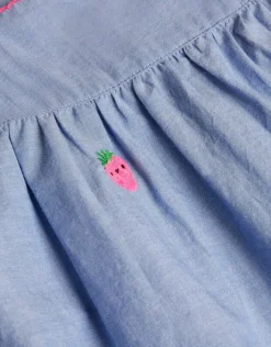 Accessorize Strawberry Chambray Smock Dress Blue