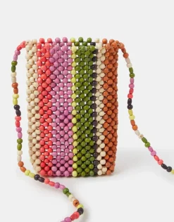 Accessorize Stripe Beaded Phone Bag
