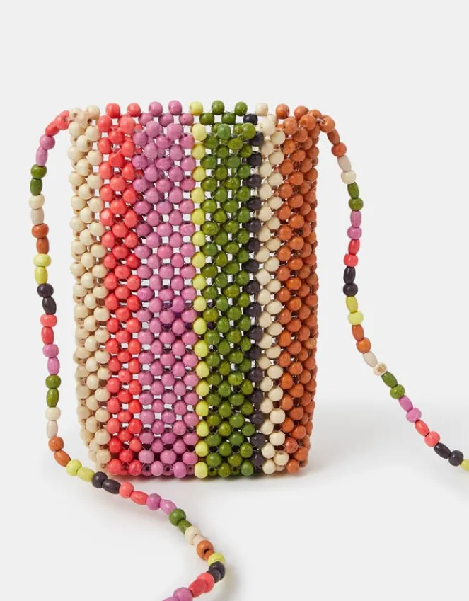 Accessorize Stripe Beaded Phone Bag