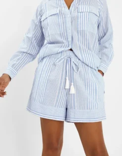 Accessorize Stripe Drawstring Shorts Blue