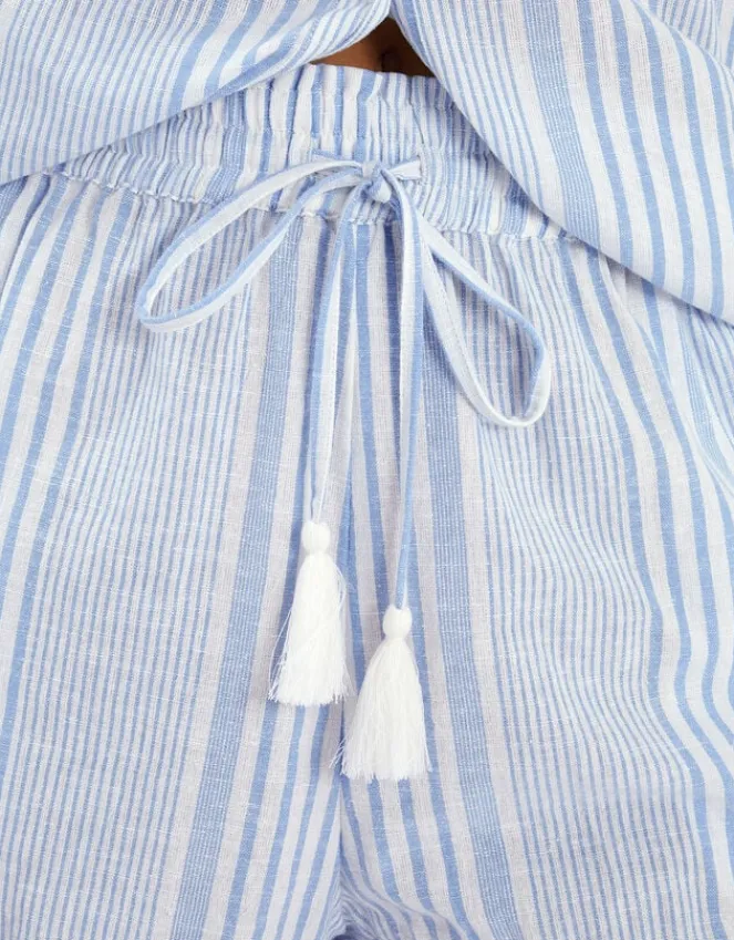 Accessorize Stripe Drawstring Shorts Blue