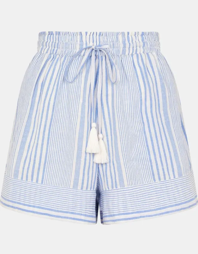 Accessorize Stripe Drawstring Shorts Blue