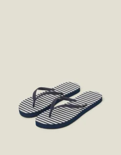 Accessorize Stripe Flip Flops Blue