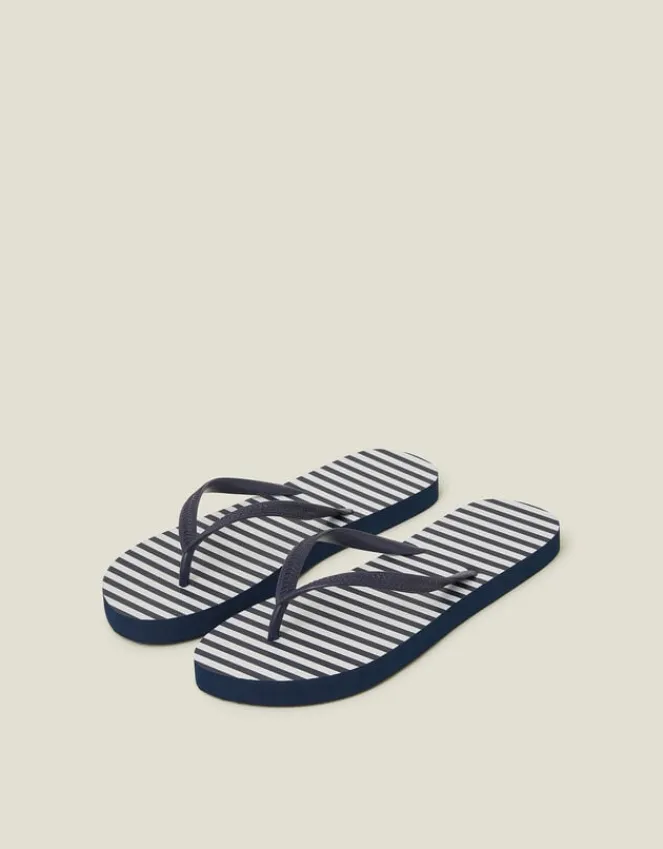 Accessorize Stripe Flip Flops Blue