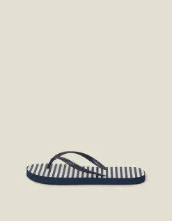 Accessorize Stripe Flip Flops Blue