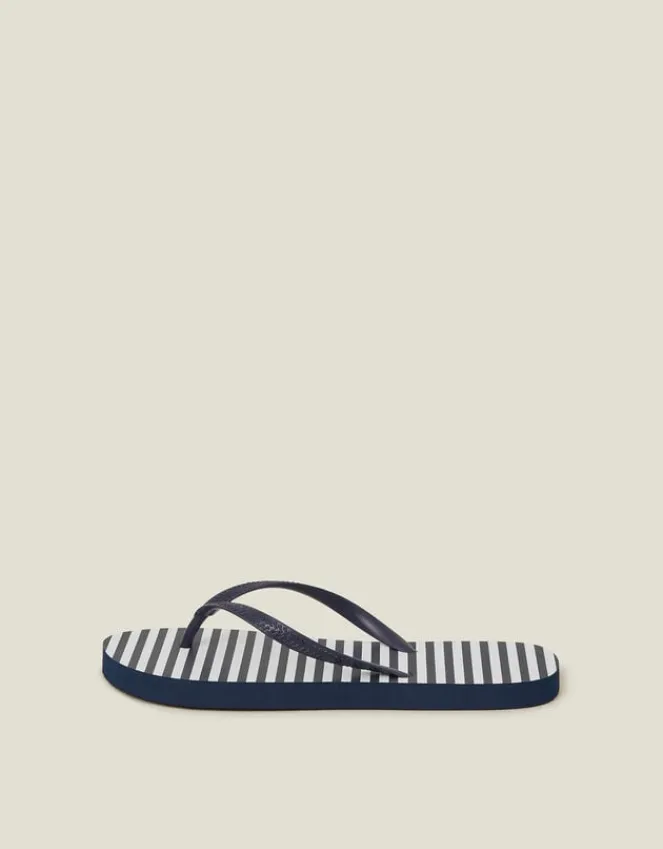 Accessorize Stripe Flip Flops Blue