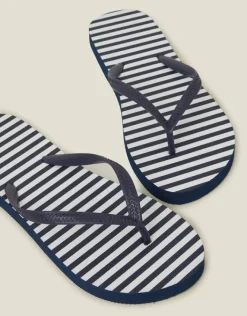 Accessorize Stripe Flip Flops Blue
