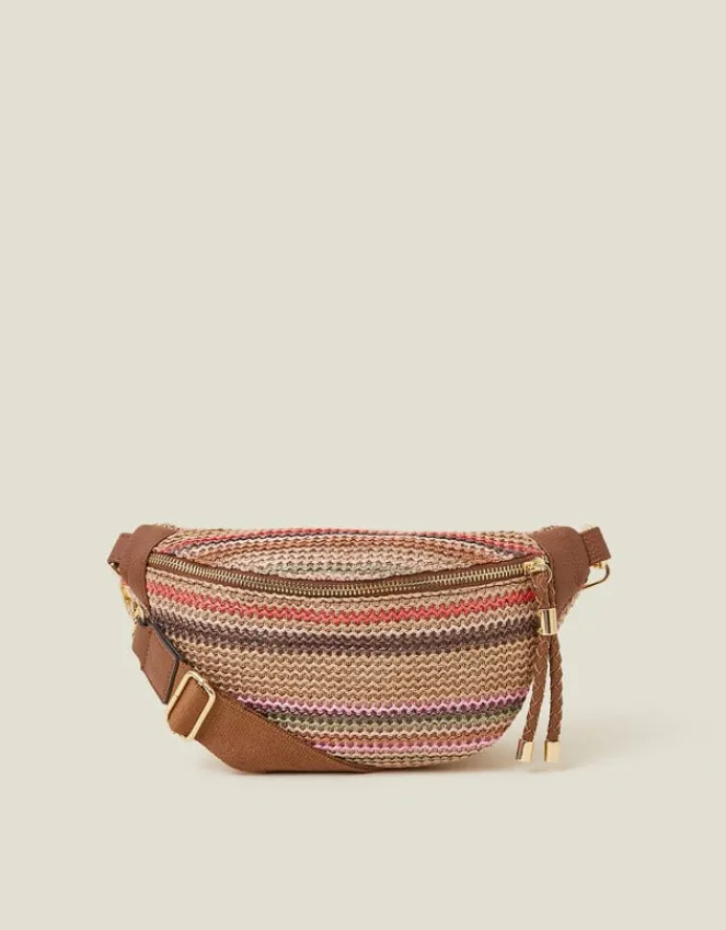 Accessorize Stripe Raffia Bum Bag