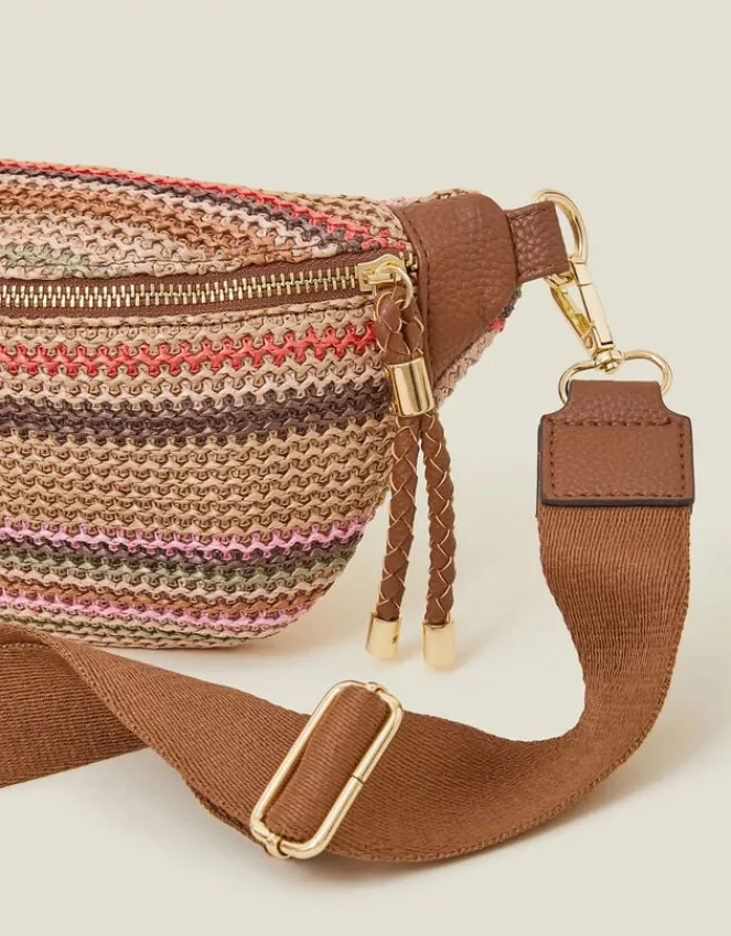 Accessorize Stripe Raffia Bum Bag