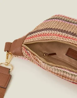 Accessorize Stripe Raffia Bum Bag
