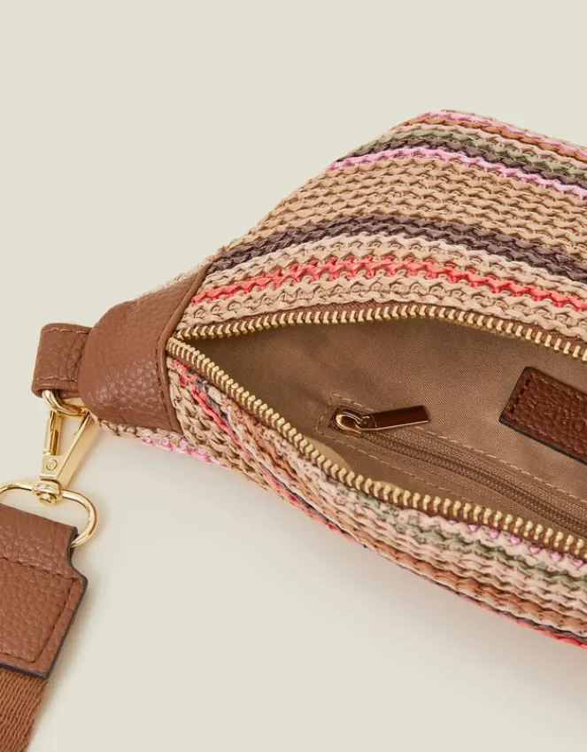 Accessorize Stripe Raffia Bum Bag