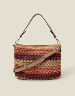 Accessorize Stripe Raffia Cross-Body Bag