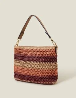 Accessorize Stripe Raffia Cross-Body Bag