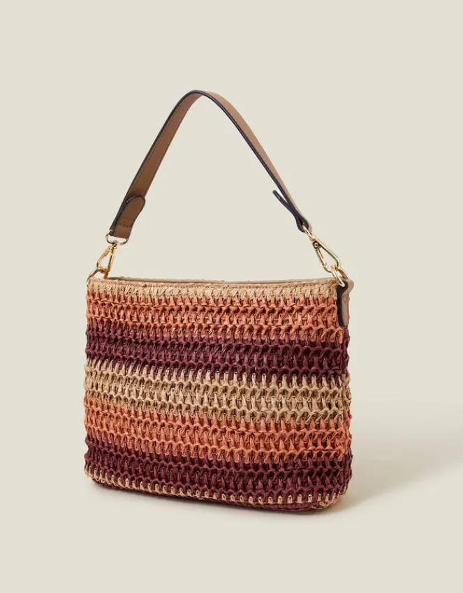 Accessorize Stripe Raffia Cross-Body Bag