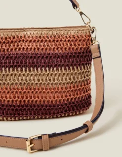 Accessorize Stripe Raffia Cross-Body Bag