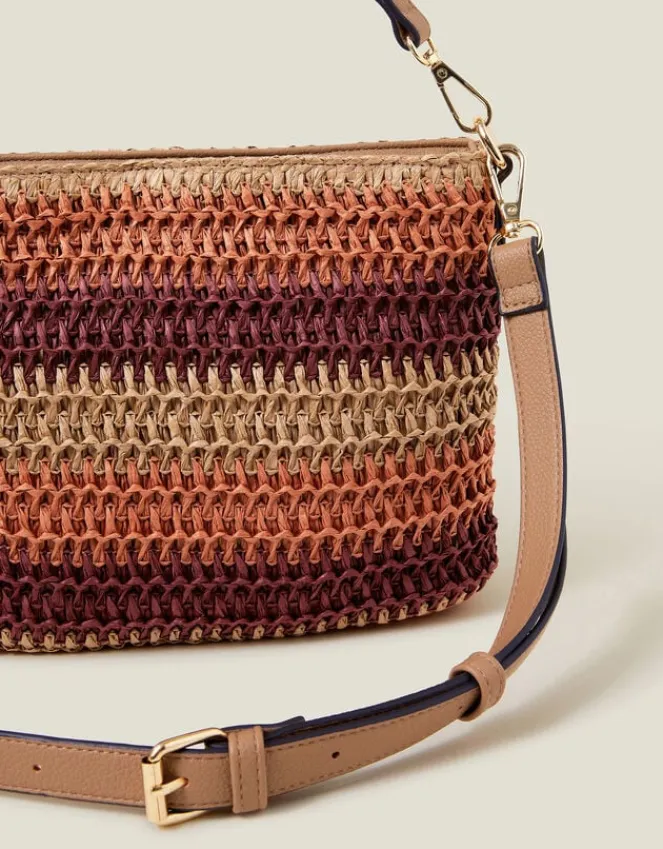 Accessorize Stripe Raffia Cross-Body Bag