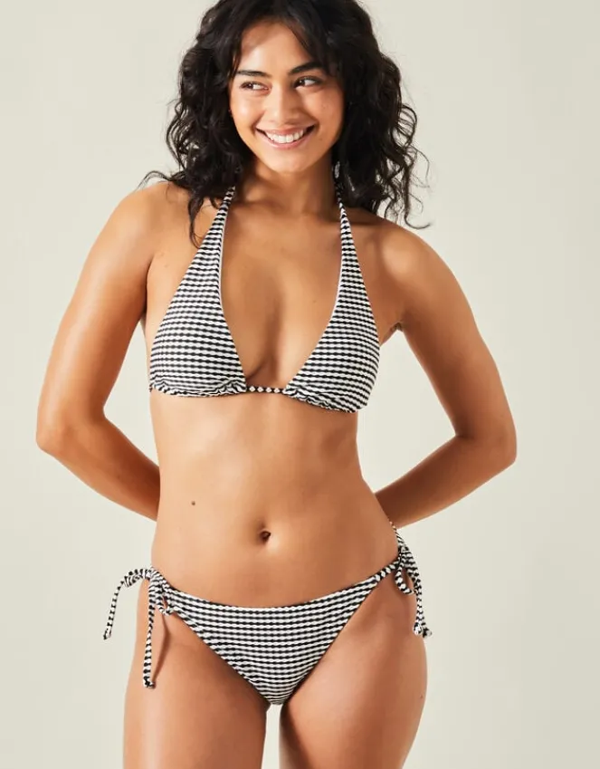 Accessorize Stripe Seersucker Bikini Bottom Black