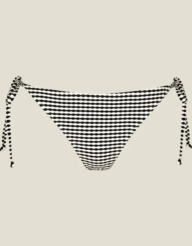Accessorize Stripe Seersucker Bikini Bottom Black