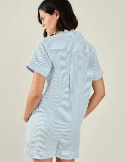 Accessorize Stripe Short Pyjamas Set Blue