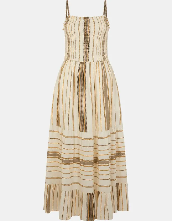 Accessorize Stripe Strappy Smocked Maxi Dress Multi