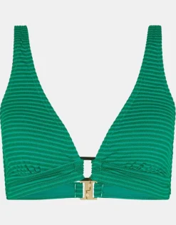 Accessorize Stripe Texture Bikini Top Green