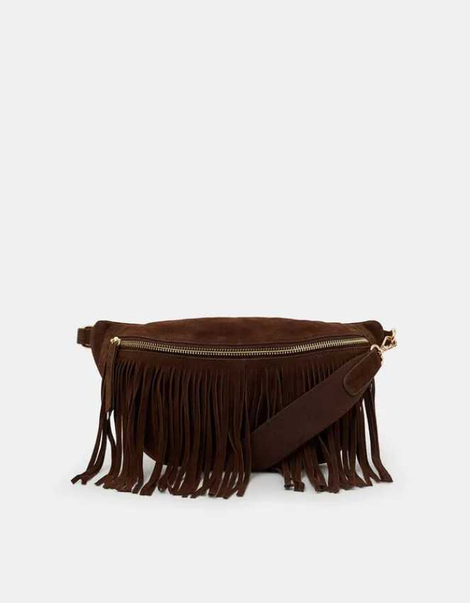 Accessorize Suede Fringe Cross Body Sling Bag