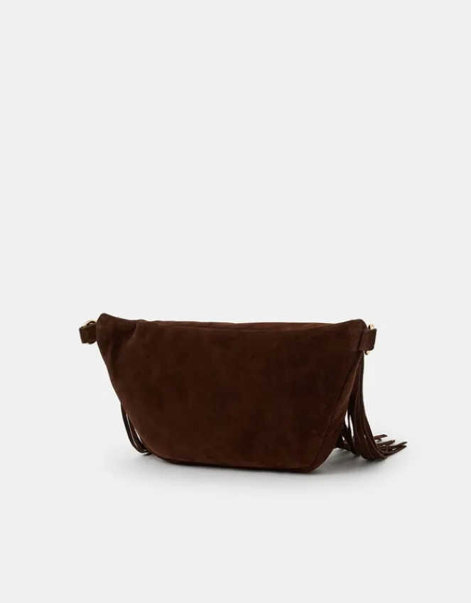 Accessorize Suede Fringe Cross Body Sling Bag