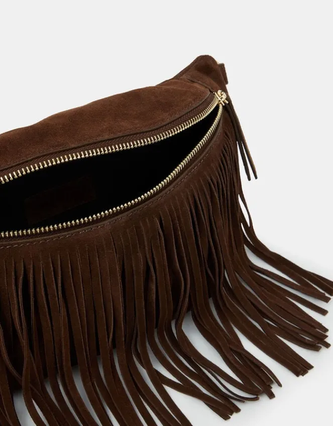 Accessorize Suede Fringe Cross Body Sling Bag
