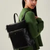Accessorize Suede Leather Backpack Black
