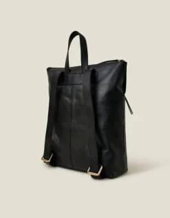 Accessorize Suede Leather Backpack Black