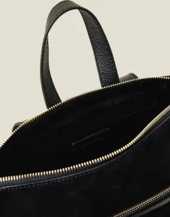 Accessorize Suede Leather Backpack Black