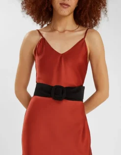 Accessorize Suede Wide Waist Belt Black