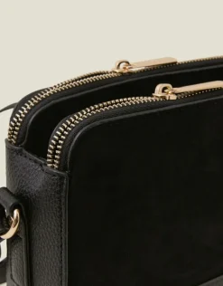 Accessorize Suedette Classic Crossbody Bag Black