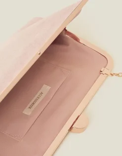 Accessorize Suedette Clip Frame Clutch Bag