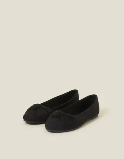 Accessorize Suedette Knot Ballerina Flats Black