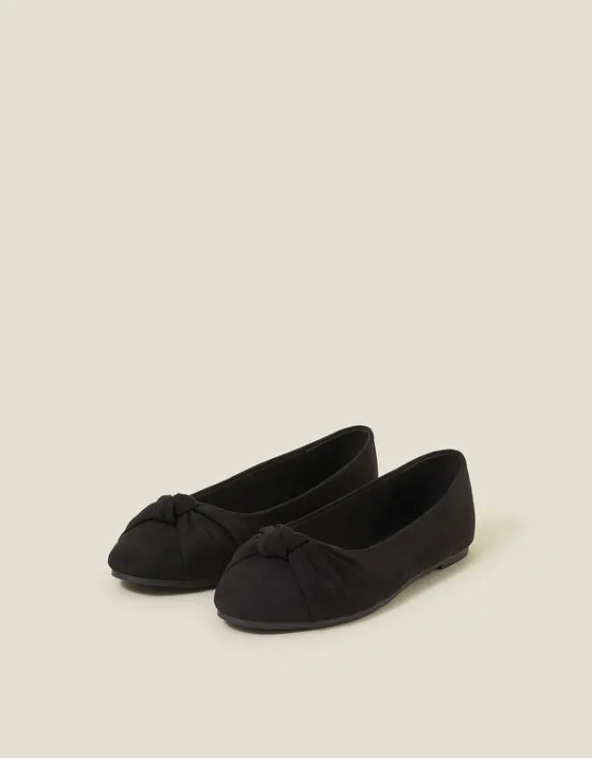 Accessorize Suedette Knot Ballerina Flats Black