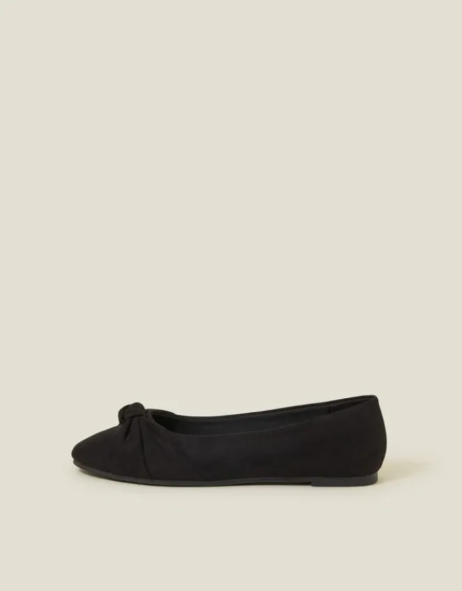 Accessorize Suedette Knot Ballerina Flats Black