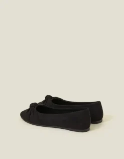 Accessorize Suedette Knot Ballerina Flats Black