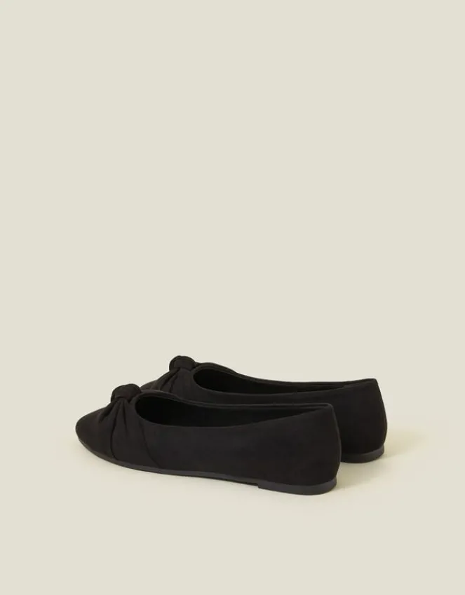 Accessorize Suedette Knot Ballerina Flats Black