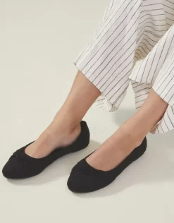 Accessorize Suedette Knot Ballerina Flats Black