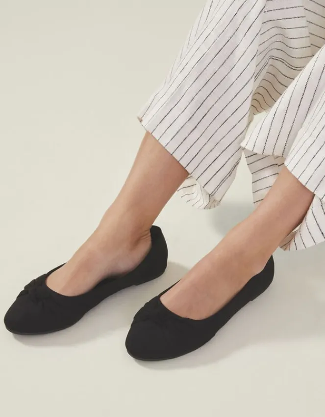 Accessorize Suedette Knot Ballerina Flats Black