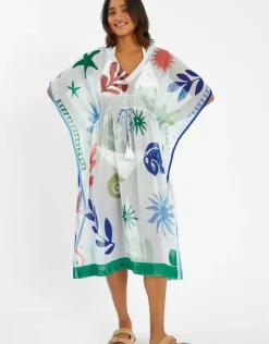 Accessorize Summer Print Kaftan Ivory