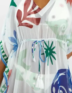 Accessorize Summer Print Kaftan Ivory